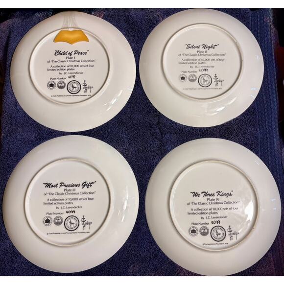 Vintage The Classic Christmas Collection Set of 4 J.C. Leyendecker Plates #4099 - Picture 6 of 7